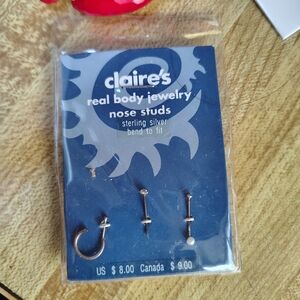 Claire's Silver Nose Studs Set